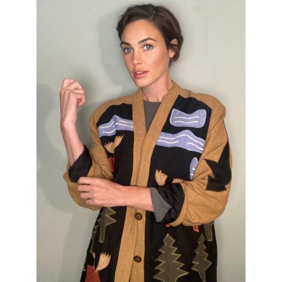 Vintage Rojo Patchwork Bode Jacket Dup Moose Forest Cotton Cardigan Men's Sz M - Picture 2 of 12